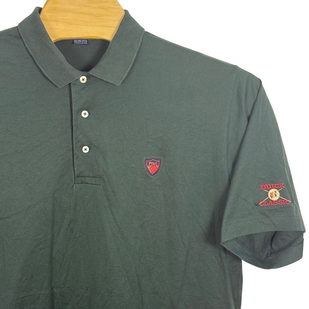 Vintage Polo Ralph Lauren Polo Shirt Mens L Green Cotton Buick Classic Golf Logo